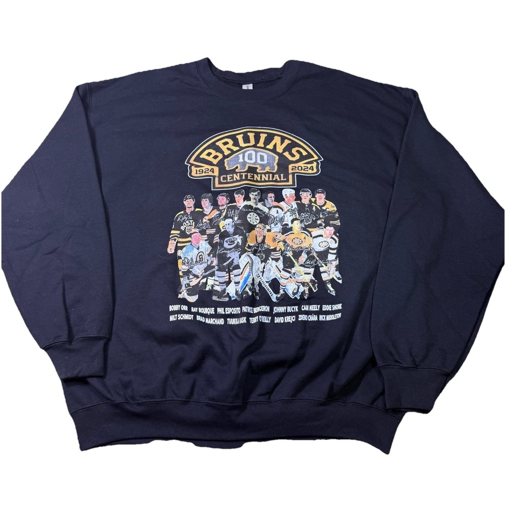 Boston Bruins Centennial 1924 2024 Sweatshirt XL NHL Hockey Crewneck Black